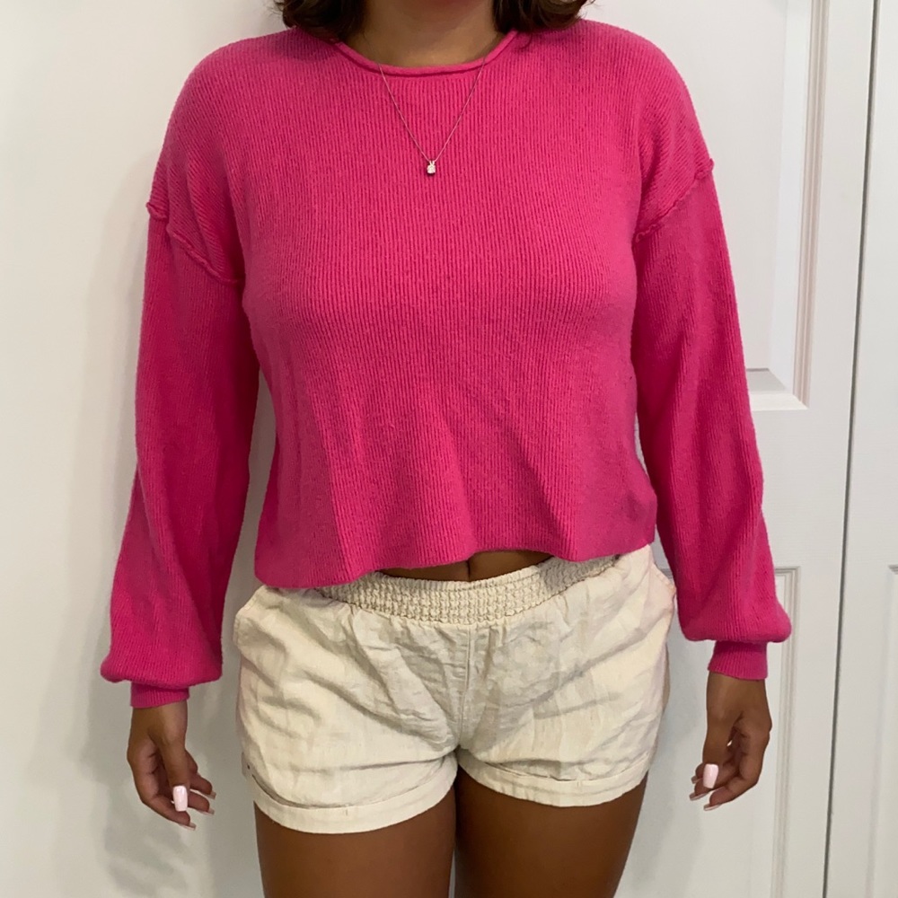 sky and sparrow bright pink sweater